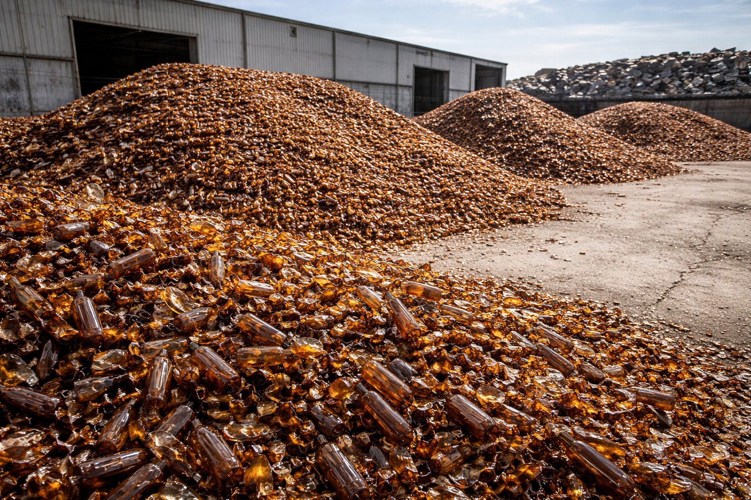 Bottle glass cullet — amber, green, clear grades