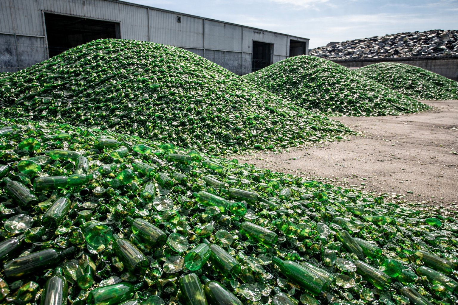 Green bottle glass cullet sorted and graded